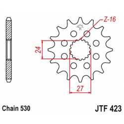 JT, přední řetězové kolečko, 2190 17, s gumovou výplní, Suzuki GSXR 1000 '09-'16, HAYABUSA '08-'19, B-KING '08-'12 (-1) (JTF423.