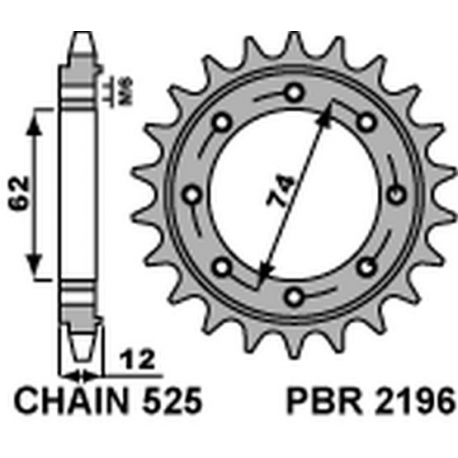 PBR, přední řetězové kolečko, 2196 22 18NC GILERA GP 800 (09-13), Aprilia SRV850 (12) (řetěz 525)