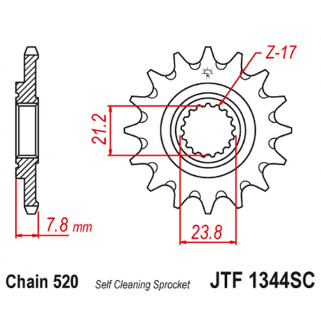 JT, přední řetězové kolečko, 2320 13 Honda CRF 250R 18-19 samočistící (Self Cleaning) (JTF1344.13SC)* (řetěz 520)