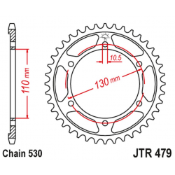 JT, rozeta 241 46 Yamaha FZ6 '04-'09 (JTR479.46ZBK)* (řetěz 530), černá barva,