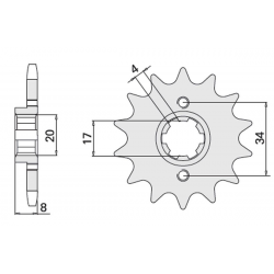 CHT, přední řetězové kolečko, 267 14 Honda XL 350R (287-14K) (JTF1263.16)