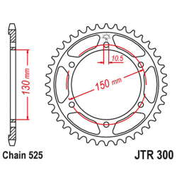 JT, rozeta 300 47 Honda XL600V TRANSALP '87-'99, XL700V '08-'13 (JTR300.47ZBK)* (řetěz 525), černá barva,