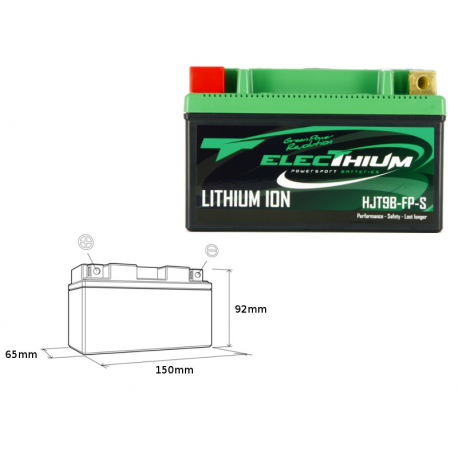Electhium, akumulátor Lithium-Iontový, s ukazatelem nabití HJT9B-FP-S (150X65X92) (YT7B-BS, YT9B-BS) (hmotnost 0,7KG)