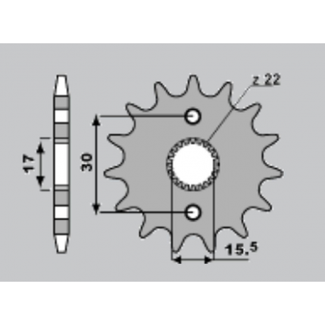 CHT, přední řetězové kolečko, 332 15 Honda CR 80/85 86-07(JTF1256.15) (273-15) (řetěz420)