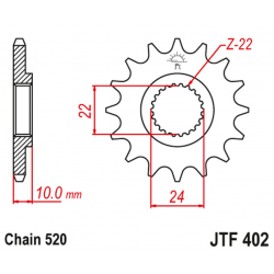 JT, přední řetězové kolečko, 402 16, s gumovou výplní, BMW F 650 '94-'15, Aprilia PEGASO 650 '98-'04 (JTF402.16RB)* (řetěz 520)