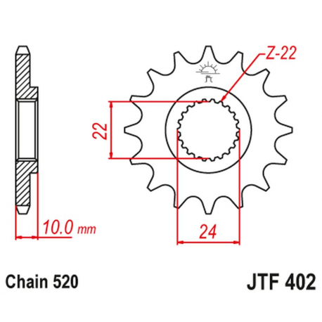 JT, přední řetězové kolečko, 402 16, s gumovou výplní, BMW F 650 '94-'15, Aprilia PEGASO 650 '98-'04 (JTF402.16RB)* (řetěz 520)