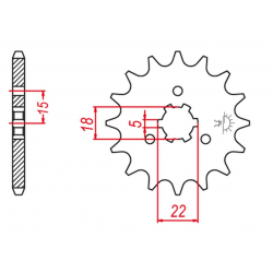 Grosskopf, přední řetězové kolečko, 423 15 Kawasaki KX 125 94-07 (+2) (JTF1445.15)