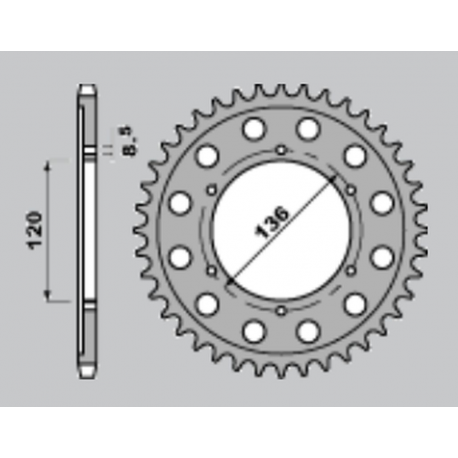 JR, rozeta 4324 51 Yamaha TZR 125 RR '96-'00, TZR 80R '96