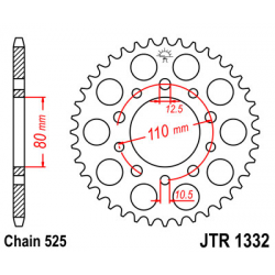 JT, rozeta 4350 40 Honda CB 500 '94-'03, CB 750F '93-'03 (JTR1332.40ZBK)* (řetěz 525), černá barva,