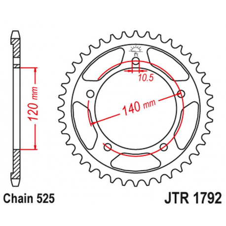 JT, rozeta 4398 45 Suzuki GSXR 600 '01-'05, GSXR 750 '06-'10 (JTR1792.48ZBK)* (řetěz 525), černá barva,