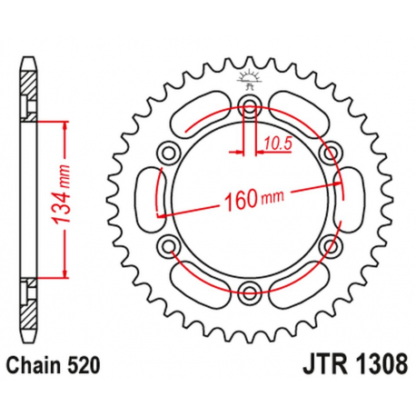 JT, rozeta 4400 45 duralová Honda CBR 600/900/929/954/1000 (440045JTA) (řetěz 520)