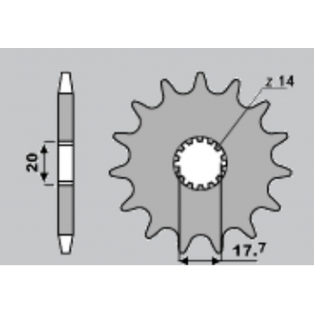 CHT, přední řetězové kolečko, 440 13 Yamaha YZ 125 87-04 (564-13) (JTF564.13)