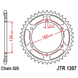 JT, rozeta 4405 41 Honda CBR 600RR '07-'16 (JTR1307.41ZBK) (řetěz 525), černá barva,