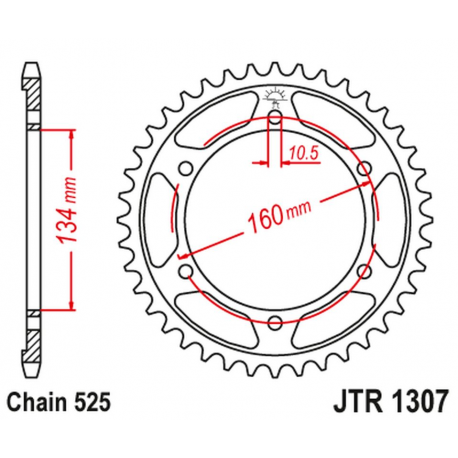 JT, rozeta 4405 41 Honda CBR 600RR '07-'16 (JTR1307.41ZBK) (řetěz 525), černá barva,