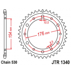 JT, rozeta 4434 43 Honda VFR750, VFR800 V-TEC '02-'14, VFR800X CROSSRUNNER '11-'15 (JTR1340.43ZBK)* (řetěz 530), černá barva
