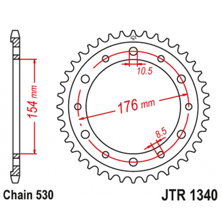 JT, rozeta 4434 43 Honda VFR750, VFR800 V-TEC '02-'14, VFR800X CROSSRUNNER '11-'15 (JTR1340.43ZBK)* (řetěz 530), černá barva