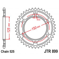 JT, rozeta 4454 42 KTM 950/990/1190 ADVENTURE / R LC8 '03-'18 (JTR899.42ZBK) (řetěz 525), černá barva,