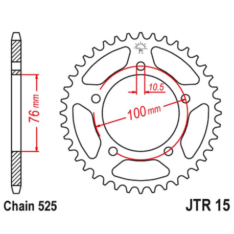 JT, rozeta 4456 42 BENELLI 500 LEONCINO '17-, TRK 502 '17-18 (JTR15.42)* (řetěz 525)