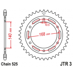 JT, rozeta 4613 47 BMW F 800 R '09-'13 (otvory pro šrouby 10,5mm) (JTR3.47ZBK)* (řetěz 525), černá barva,