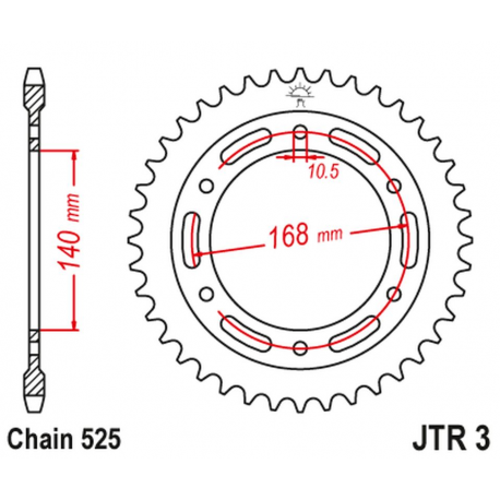 JT, rozeta 4613 47 BMW F 800 R '09-'13 (otvory pro šrouby 10,5mm) (JTR3.47ZBK)* (řetěz 525), černá barva,