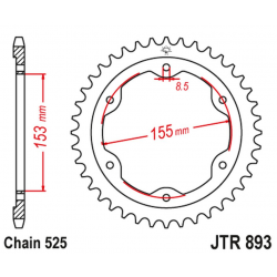 JT, rozeta 4642 38 KTM 1290 SUPERDUKE (14-18) (JTR893.38ZBK)* (řetěz525), černá barva,