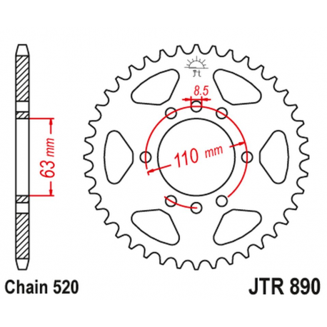 JT, rozeta 4675 42 KTM 200 DUKE/RC '15-18 (JTR890.42ZBK)* (řetěz 520), černá barva,