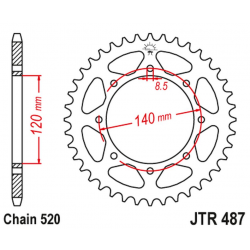 JT, rozeta 491 43 Kawasaki KLR 650C '95-'03 (JTR487.43ZBK)* (řetěz 520), černá barva,