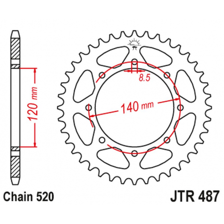 JT, rozeta 491 43 Kawasaki KLR 650C '95-'03 (JTR487.43ZBK)* (řetěz 520), černá barva,