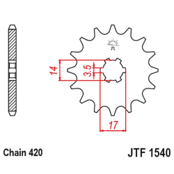 JT, přední řetězové kolečko, 504 14 Kawasaki Z125 PRO (BR125) '17-'18 (JTF1540.14) (řetěz 420)