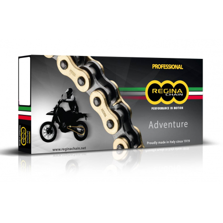 Regina, řetěz 520ZRE (116 článků) Z-RING Enduro do 650ccm (zlatý) (spojka řetězu+nýtovací spojka) (135ZRE/1006)