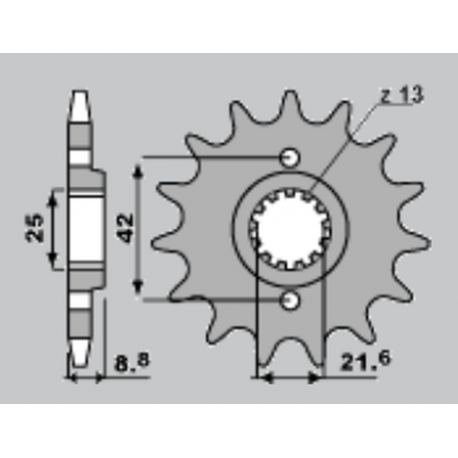 CHT, přední řetězové kolečko, 523 14 Kawasaki EL 250 88-04