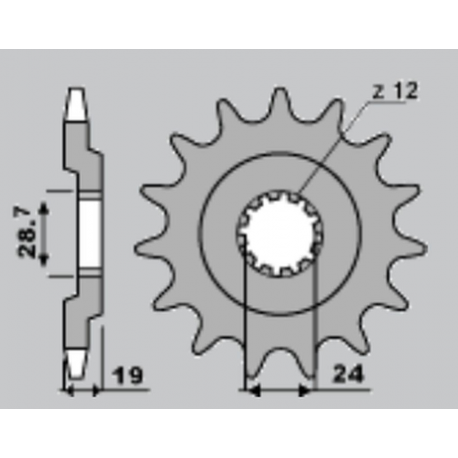 CHT, přední řetězové kolečko, 524 15 Kawasaki GPZ 1100 (523-15)