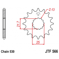 JT, přední řetězové kolečko, 566 15, s gumovou výplní, (JTF566.15RB)* (řetěz 530) - zaměnitelné s 51315JT (JTF513.15) a 51915JT