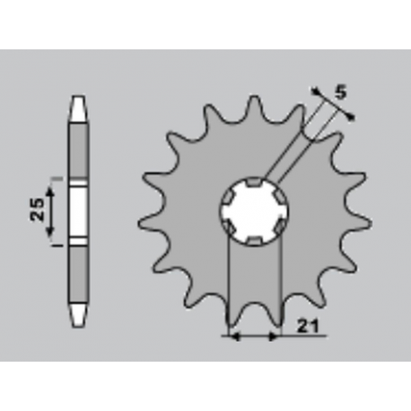 CHT, přední řetězové kolečko, 569 14 (569-14) 569 14 Kawasaki KX 250 '87-'98, Yamaha YZ 250 '77-'98, XV 250`89-15 (JTF569.14) (ř