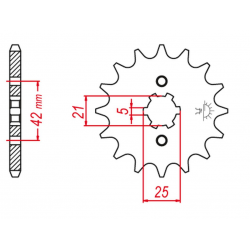 Grosskopf, přední řetězové kolečko, 569 15 Yamaha YZ 250 87-98 (+1) (JTF569.15)