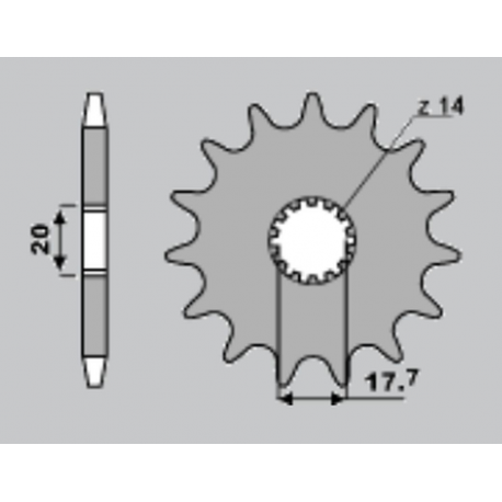 JR, přední řetězové kolečko 577 15 (55815JT) Yamaha YZ 80/85, DT 125R, TDR 125