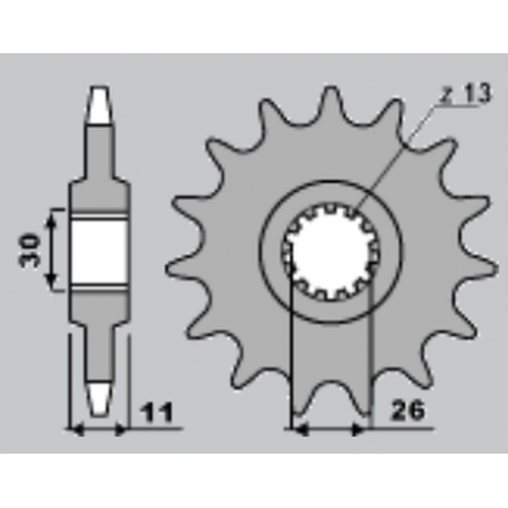 JR, přední řetězové kolečko 579 14 Yamaha R1/FJ1200/XJR (JTF579.14)