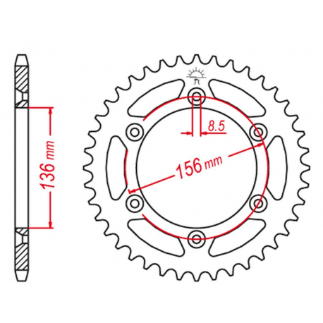 Grosskopf, rozeta, duralová, červená barva, 702 48 Husqvarna TC/TE/CR/WR