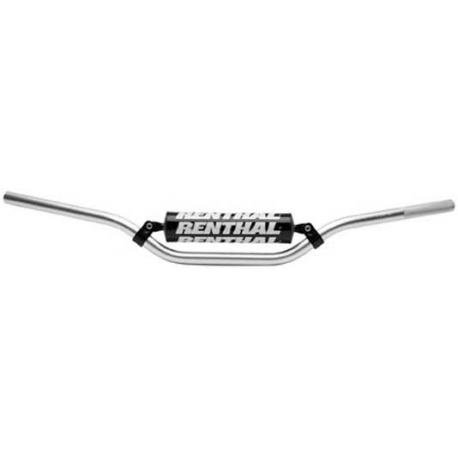 Renthal, řidítka 7/8" (22mm) MX Handlebar SILVER CR HIGH/RICKY JOHNSON PADDED, stříbrná barva s chráničem