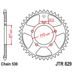 JT, rozeta 824 47 Suzuki GSF 600 95-04, GSF 650 05-06 (JTR829.47ZBK)* (řetěz 530), černá barva,