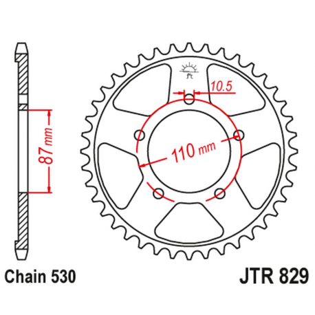 JT, rozeta 824 47 Suzuki GSF 600 95-04, GSF 650 05-06 (JTR829.47ZBK)* (řetěz 530), černá barva,