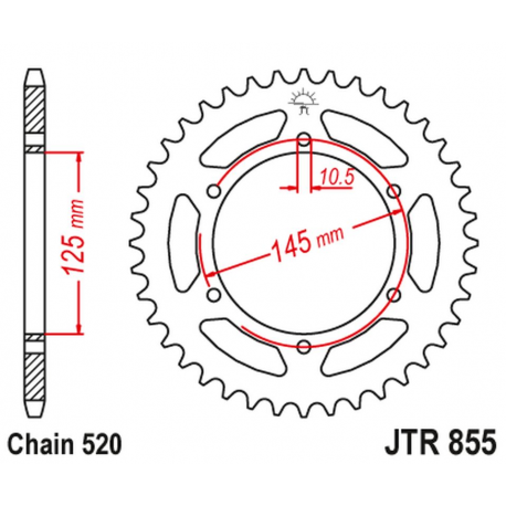 JT, rozeta 866 48 Yamaha XJ 600 DIVERSION 95-03 (JTR855.48ZBK) (řetěz 520), černá barva,
