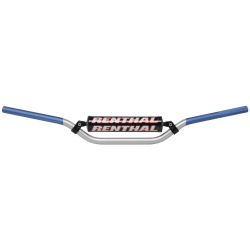 Renthal, řidítka 7/8" (22mm) MX Handlebar SILVER/BLUE RC PADDED, stříbrná/modrá barva s chráničem