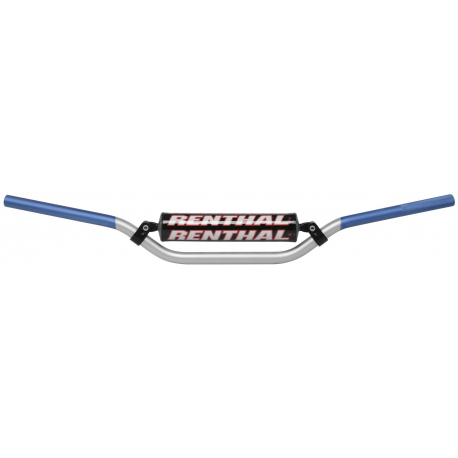 Renthal, řidítka 7/8" (22mm) MX Handlebar SILVER/BLUE RC PADDED, stříbrná/modrá barva s chráničem