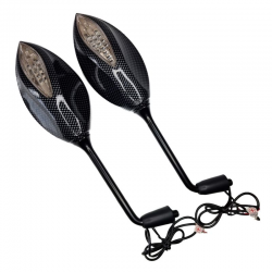 JR, zpětné zrcátko, univerzální KOMPLET LED CARBON