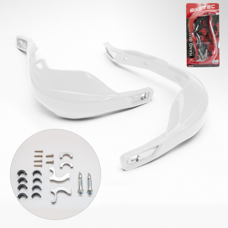 Biketec, kryty páček s hliníkovou výztuhou, bílá barva (s montážní sadou 22mm + 28mm)