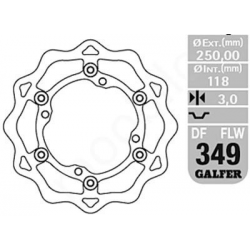 Galfer, brzdový kotouč plovoucí 250mm Suzuki RMZ 250 '07- ,RMZ 450 '05-