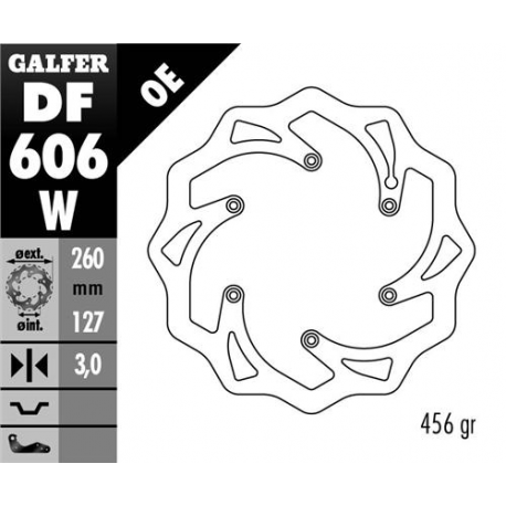 Galfer, přední brzdový kotouč, KTM SX/EX / Husaberg OEM 260mm (WAWE)