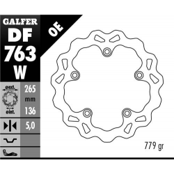 Galfer, zadní brzdový kotouč BMW F 650GS 800/ K1200/ R1200 (265X136X5) (NG1045) WAVE