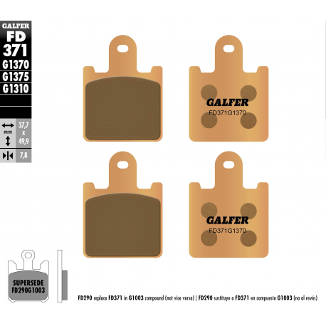 Galfer, brzdové desky KH417/4 Sintered (zlaté) Street, přední Kawasaki ZX 6R '07- , Z 1000 '07-'09, GTR 1400, ZZR 1400
